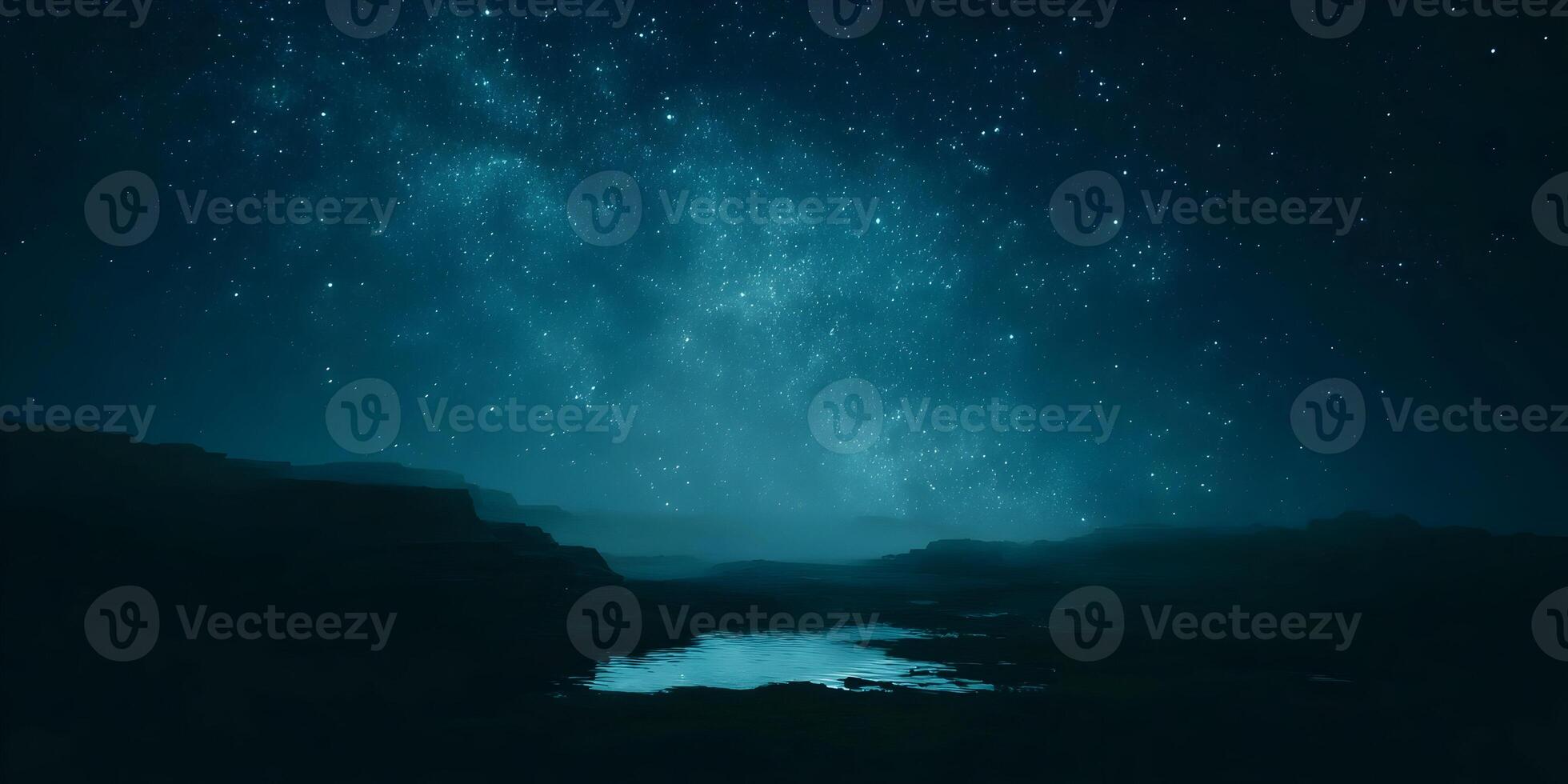 Night Sky Starscape Dark Landscape Peaceful Ocean Water Reflection photo