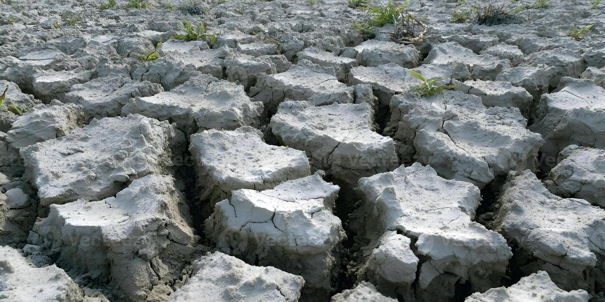 Cracked dry earth surface with drought soil texture photo