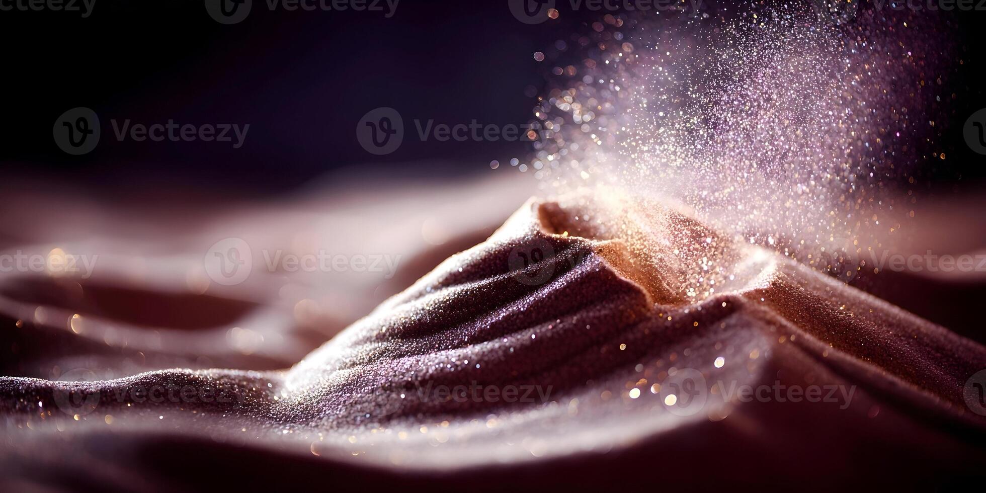 Glittering Brown Sand Dune with Sparkling Dust Particles photo