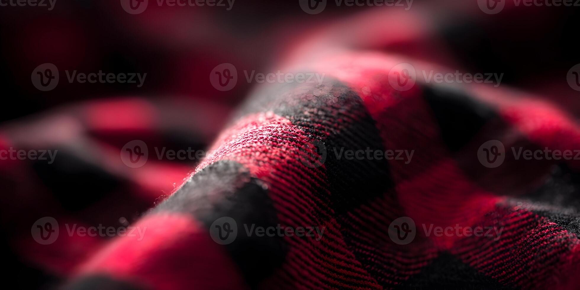 Detailed texture of red and black buffalo check fabric photo