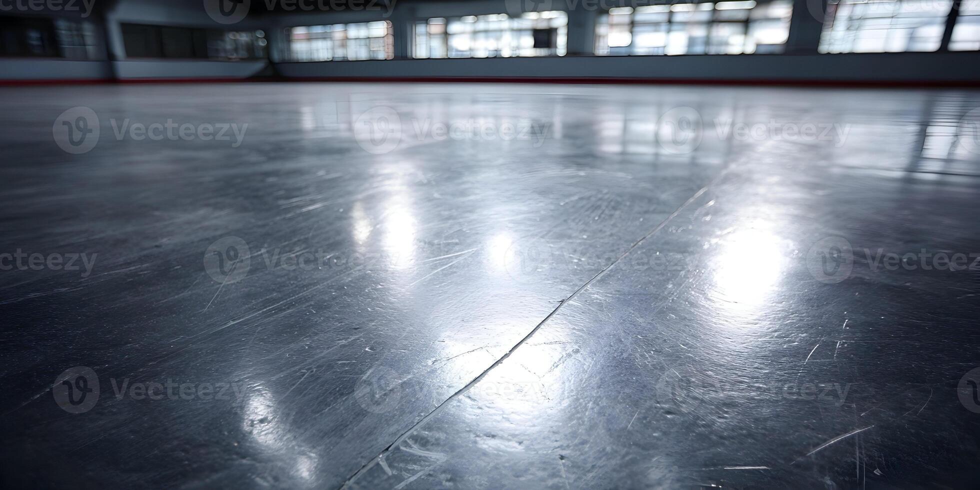 Indoor Ice Rink Floor Scratched Surface Gray Polished Concrete photo