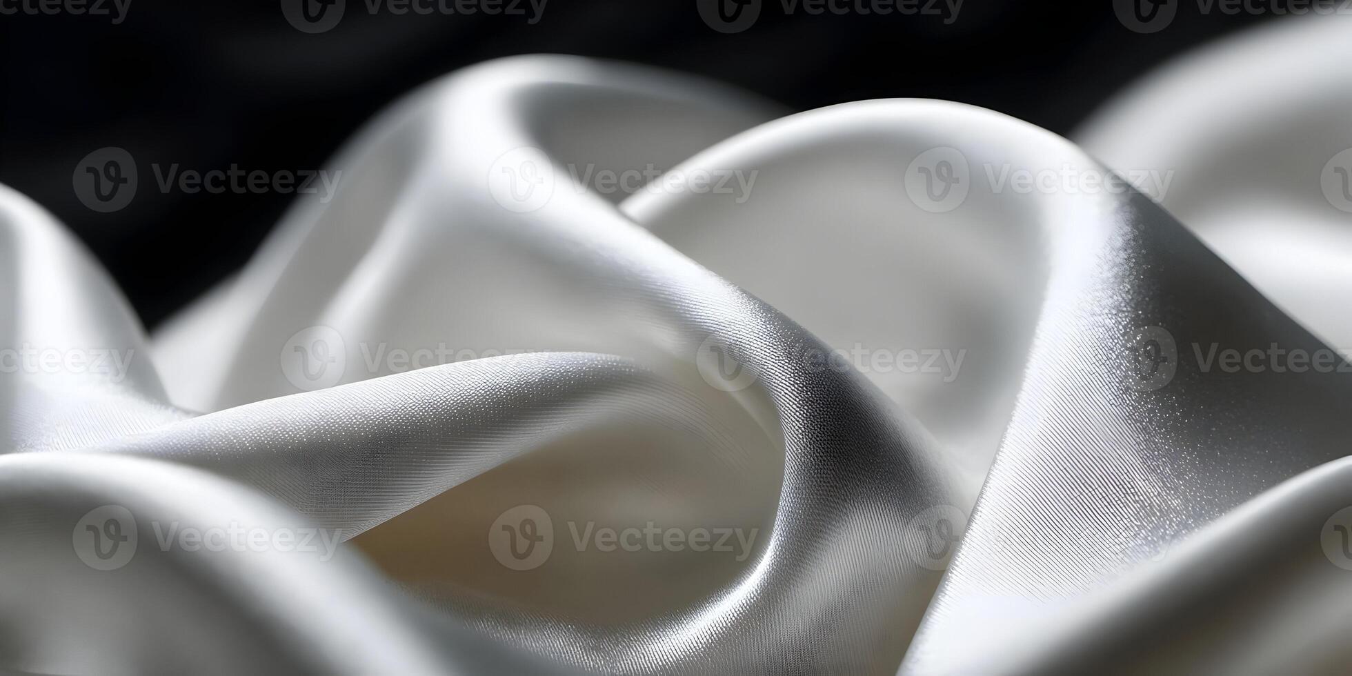Closeup of White Satin Fabric Draped Softly Elegant Texture Background photo