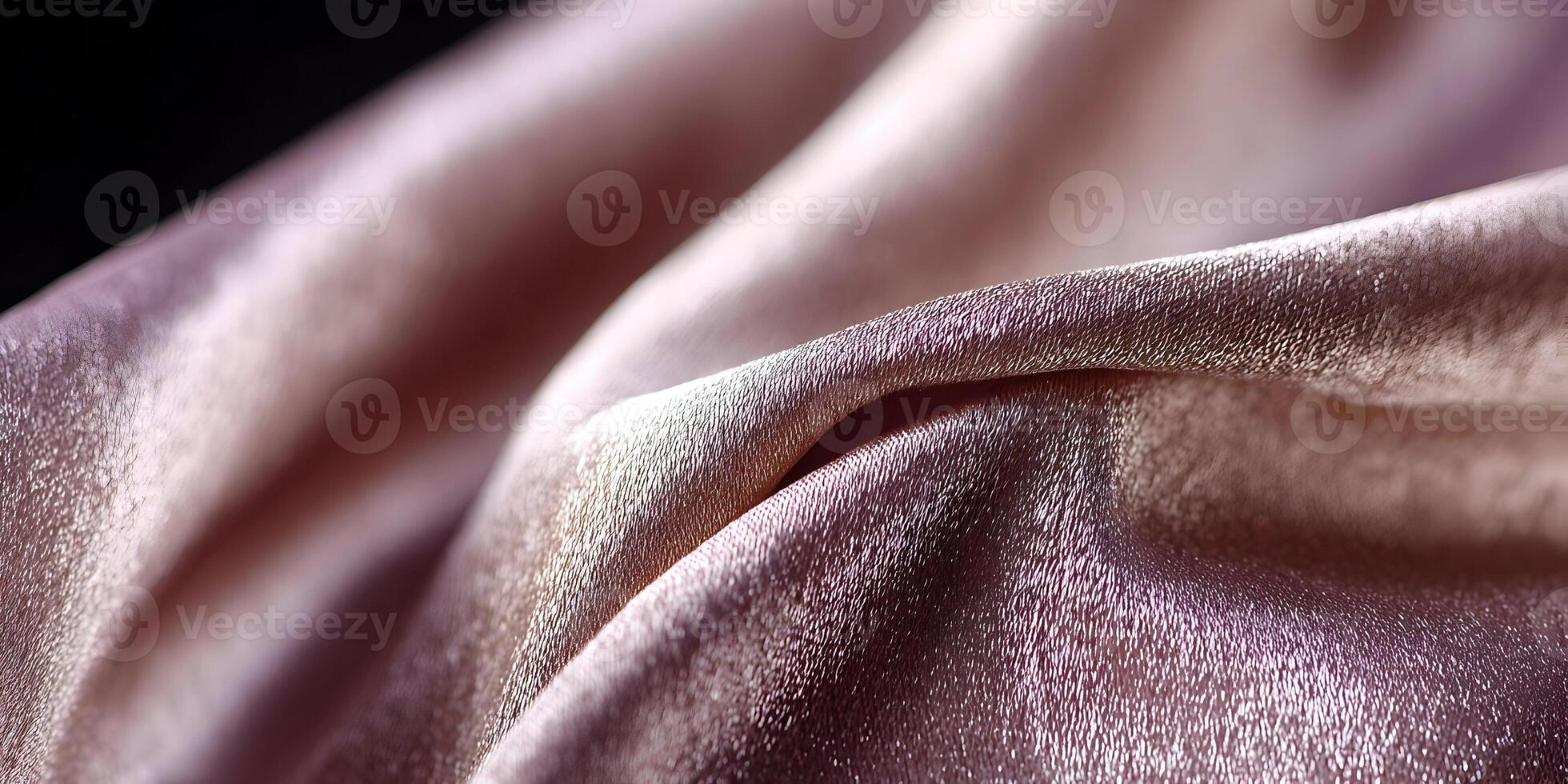 Closeup Rose Gold Fabric Texture Draped Soft Shiny Material Elegant Textile Background photo