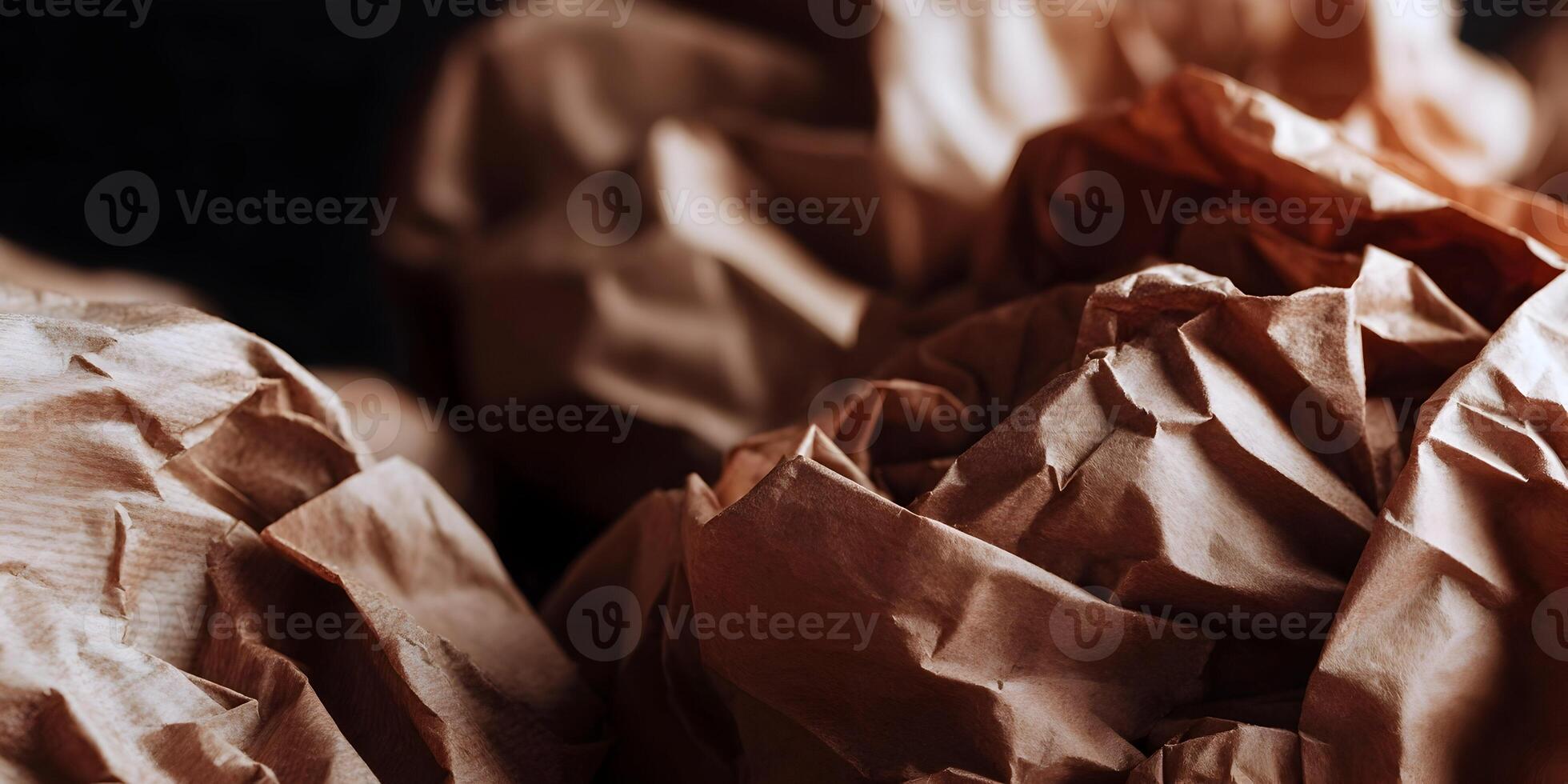 Close up of brown crumpled paper texture used as background photo