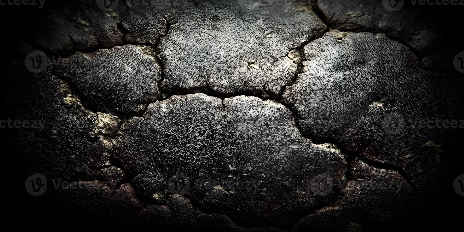 Dark Cracked Leather Texture Background Grunge Style Design Element photo
