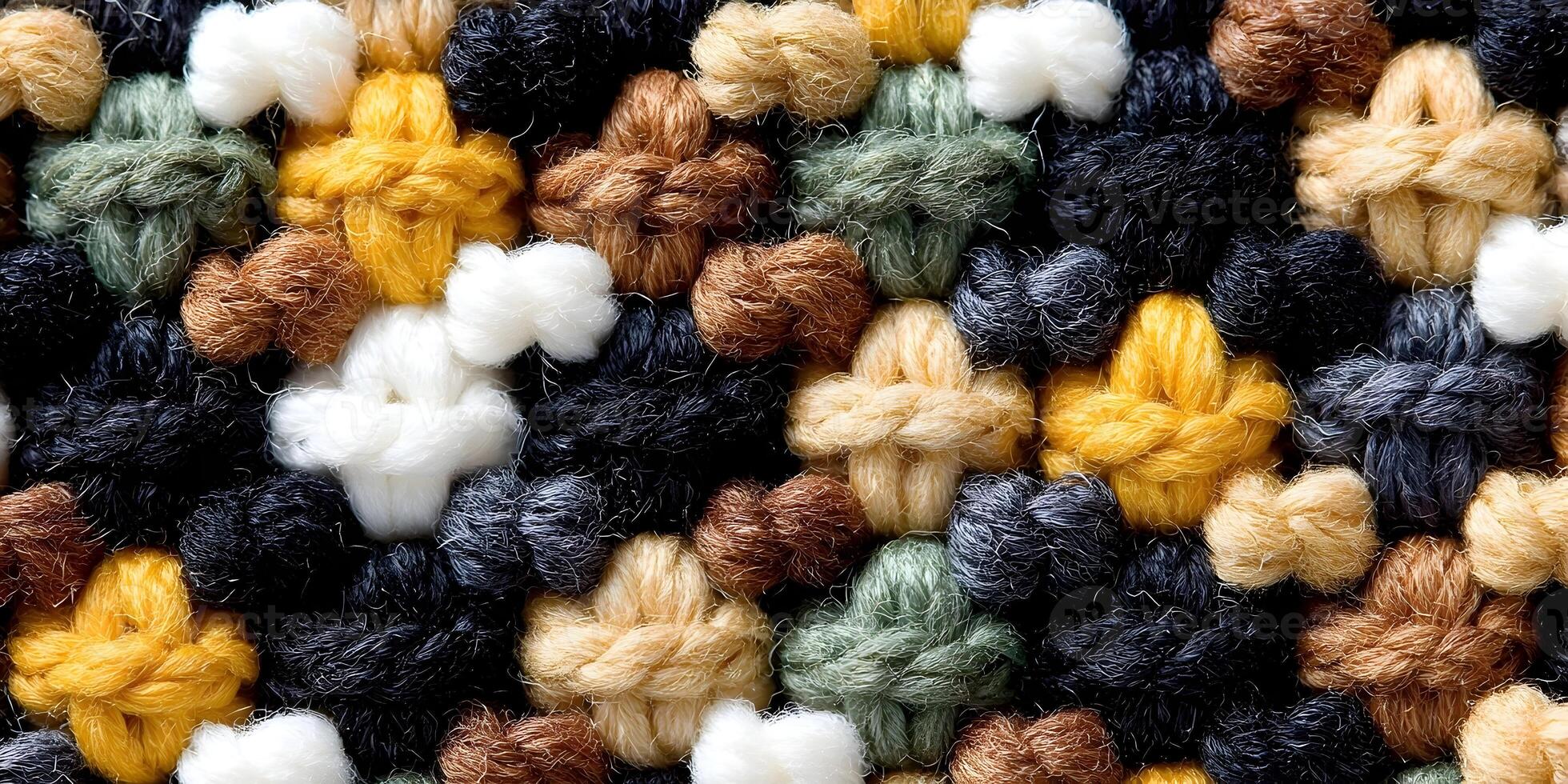Colorful Yarn Texture Background Cross Stitch Pattern Wool Textile Fabric Craft photo
