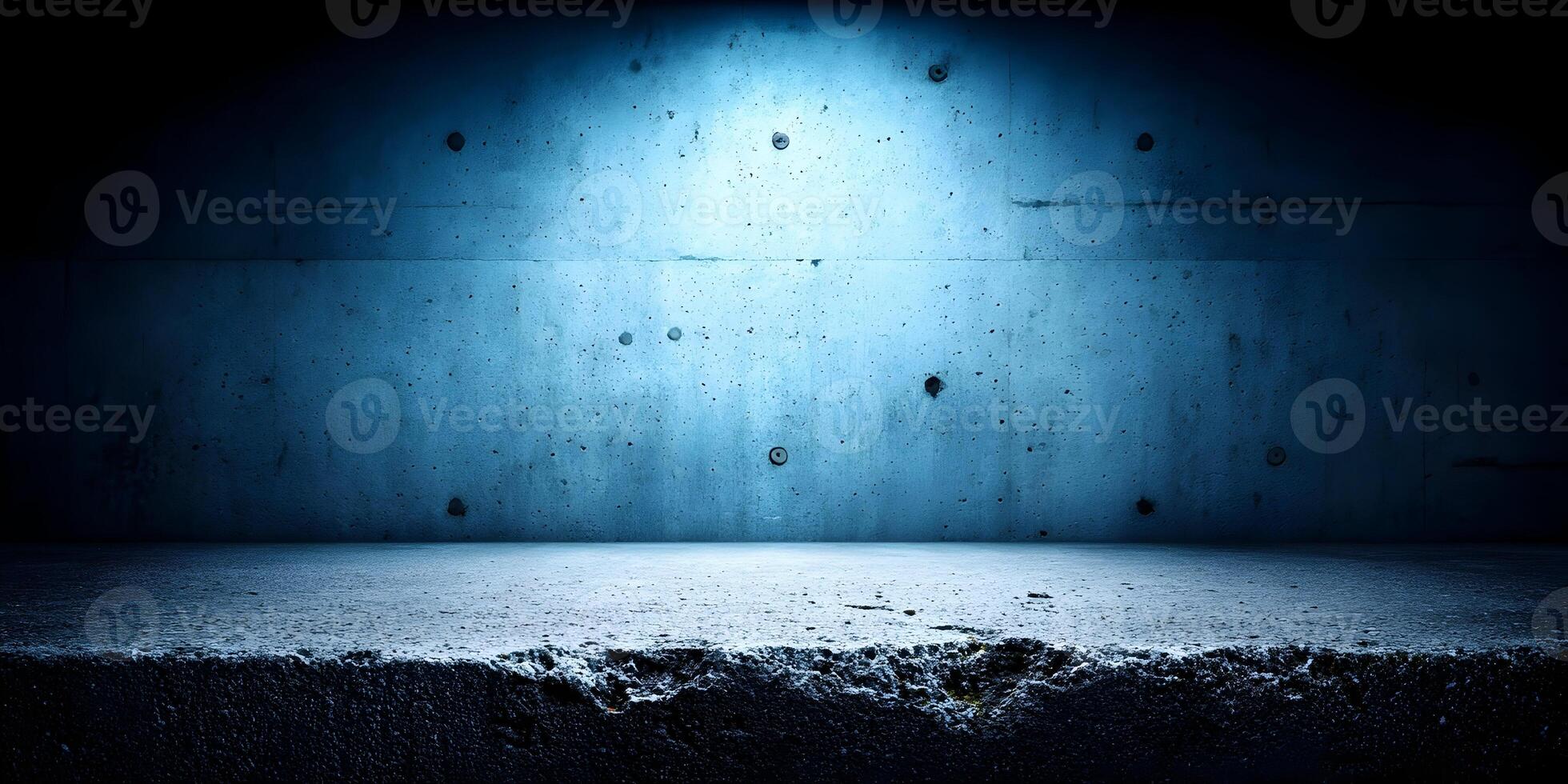Blue Concrete Wall Background with Rough Surface Platform photo