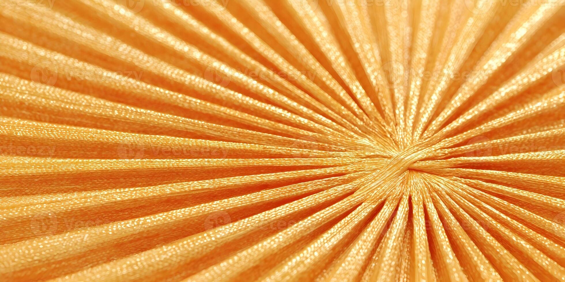 Abstract Orange Fabric Texture Sunburst Pattern Pleated Shiny Silk Material Background Design photo