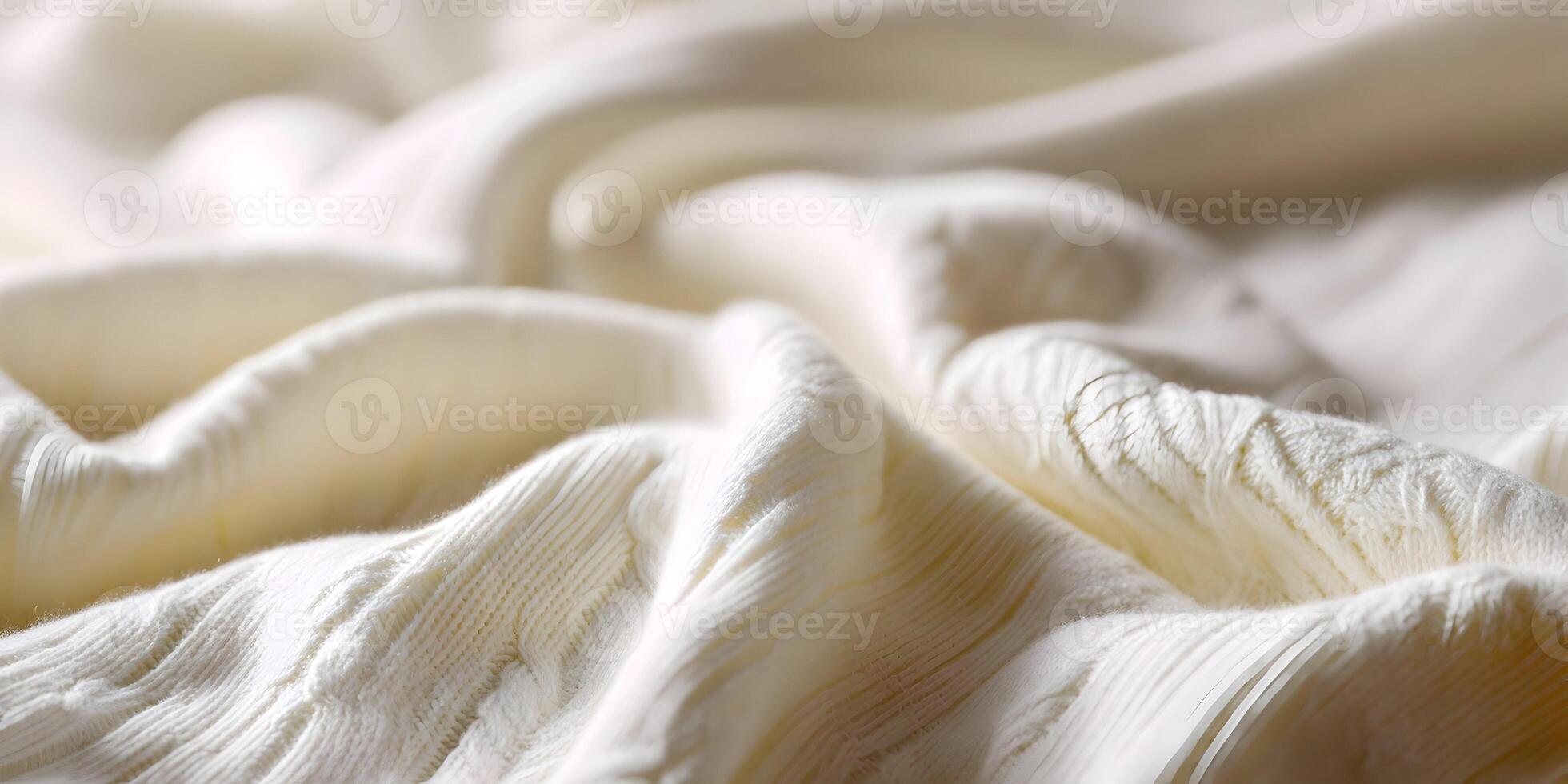 Close up of cream knitted fabric texture with soft knitwear background photo