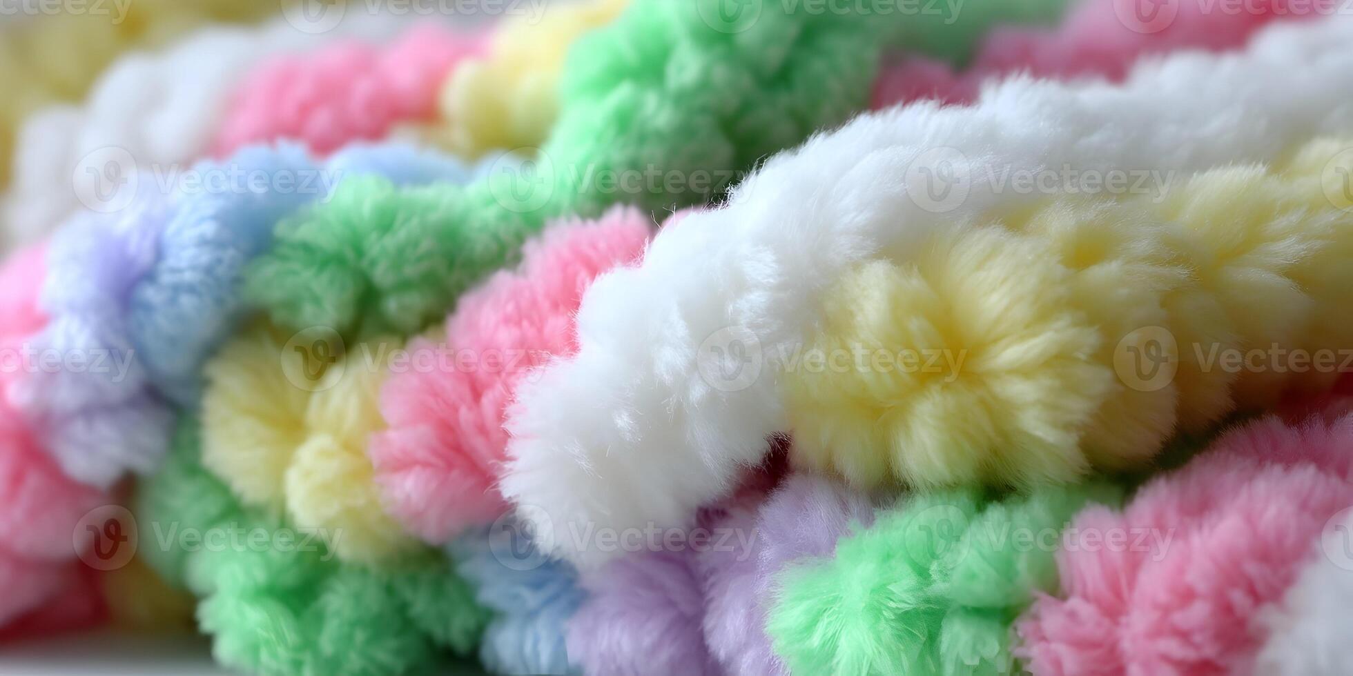 Pastel Fluffy Yarn Pompoms Soft Texture Background photo