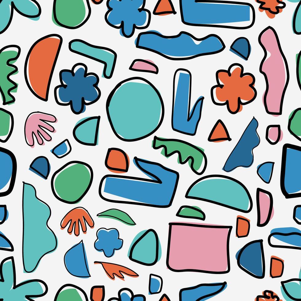 A colorful abstract pattern with shapes and flowers abstract theme seamless vector