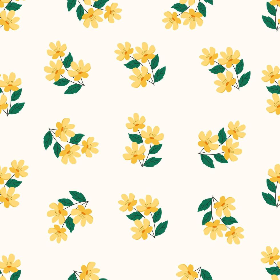 Yellow flowers on a white background floral theme vector