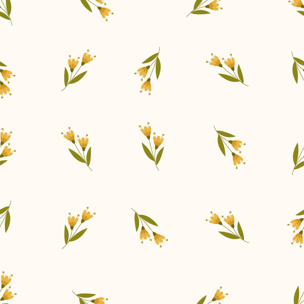 pattern with yellow flowers on a white background floral theme vector