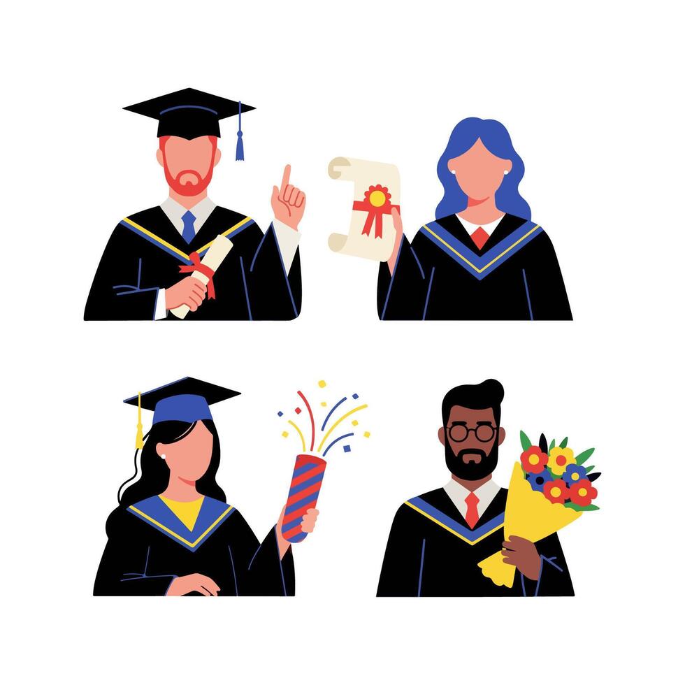 Graduation illustration set vector