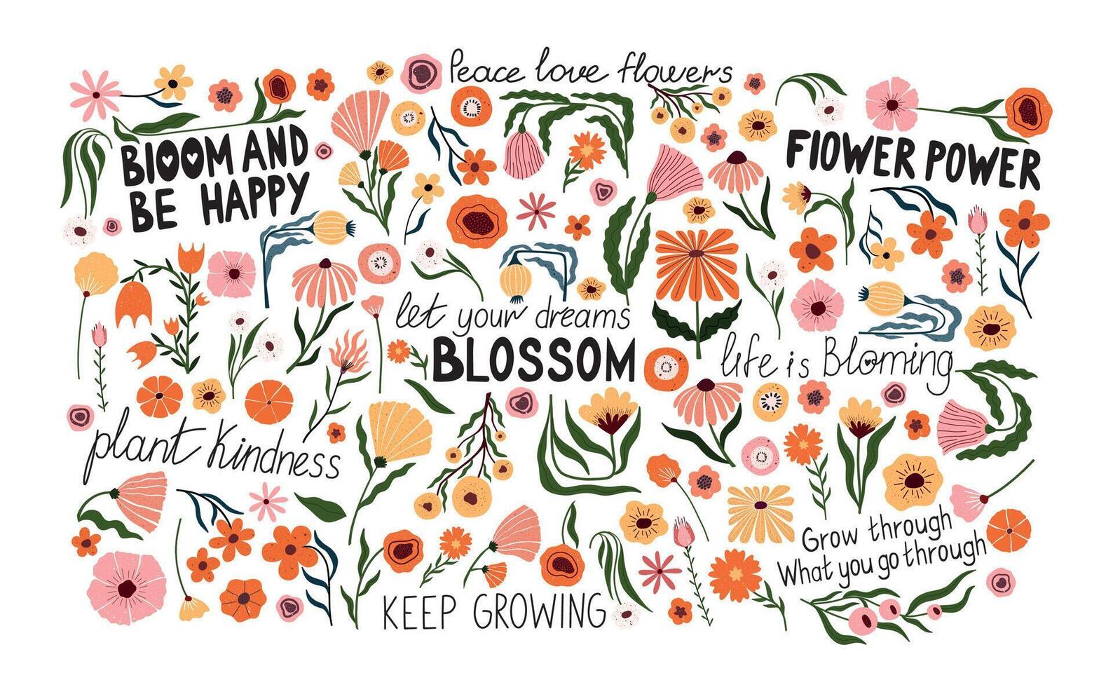 Colorful floral design with motivational quotes vector