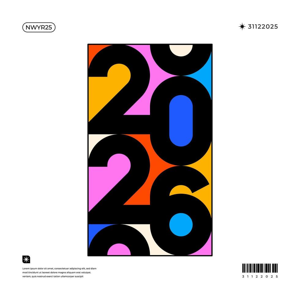 Colorful 2026 artistic design vector