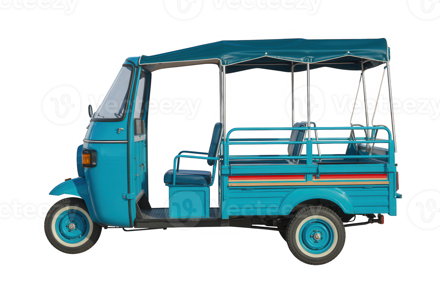 Isolated blue auto rickshaw on transparent background for transportation concept and southeast asia travel png