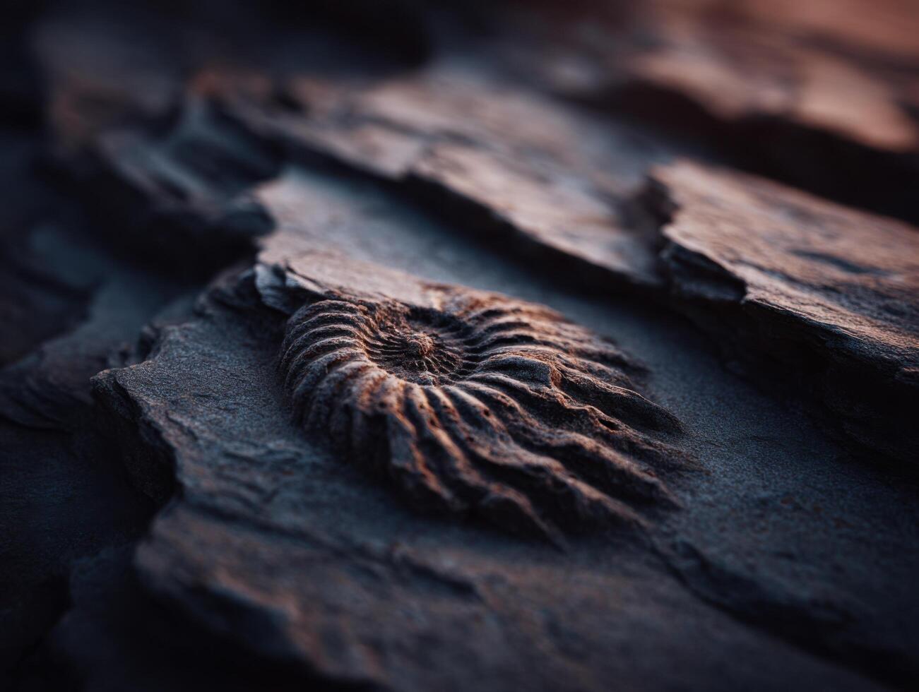 A Prehistoric Story From An Ancient Fossil In Layered Rock photo