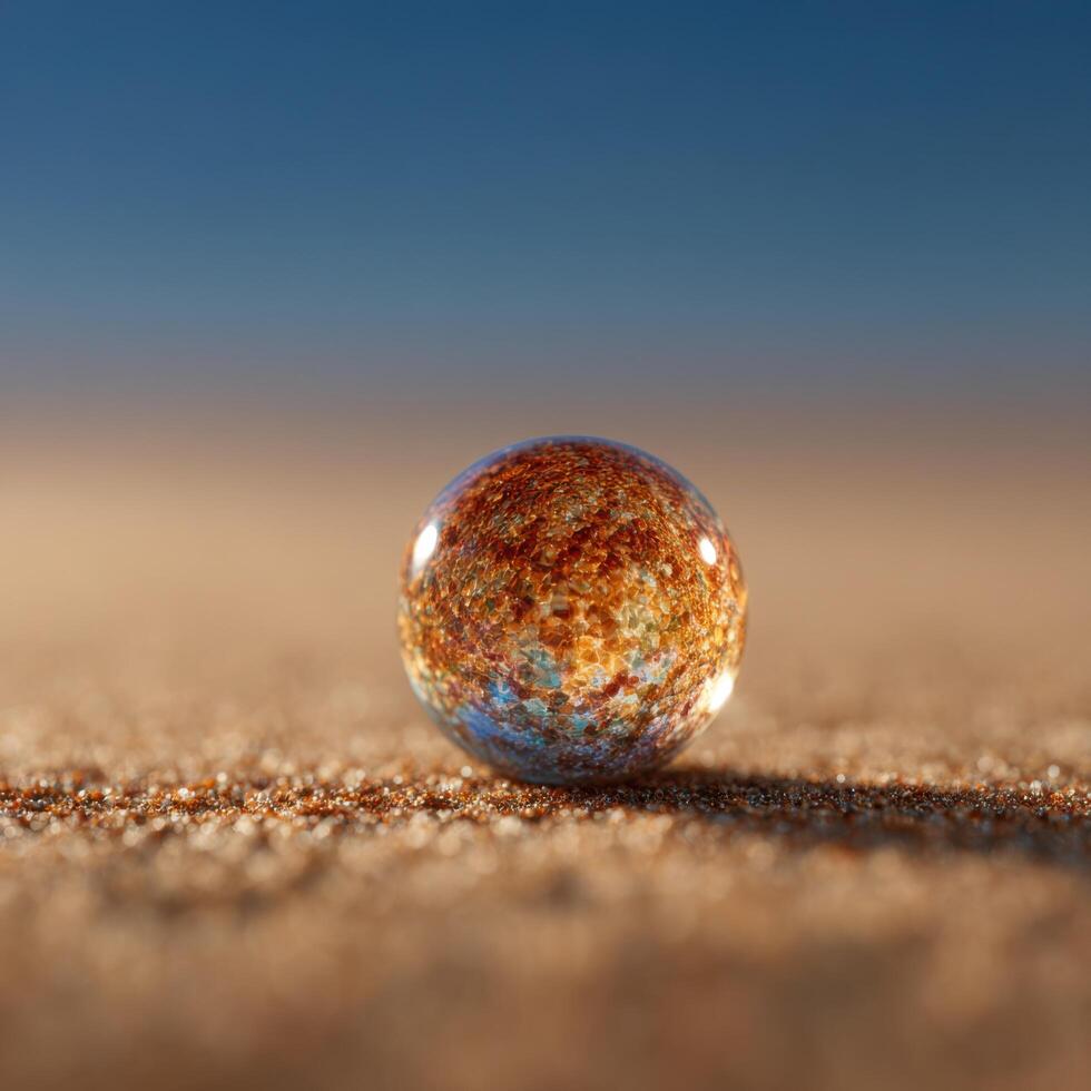 A Single Drop of Water on a Rough Desert Stone photo