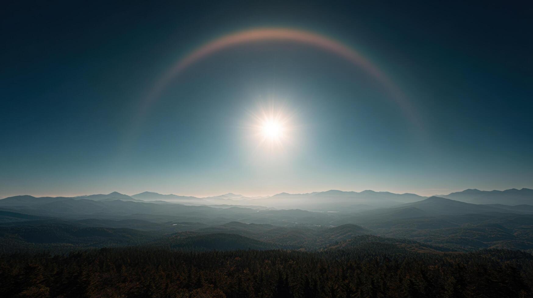 A Sprawling Forest Under a Solar Halo Effect photo