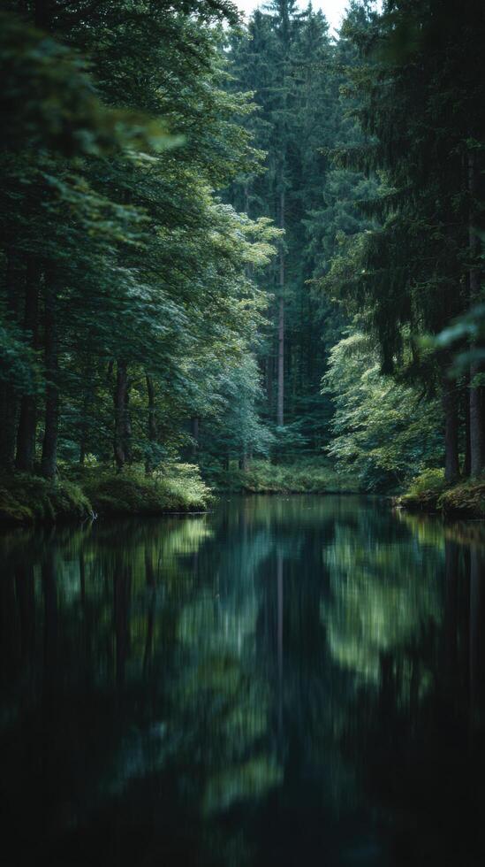 A Small And Quiet Lake Hidden Away In The Forest photo