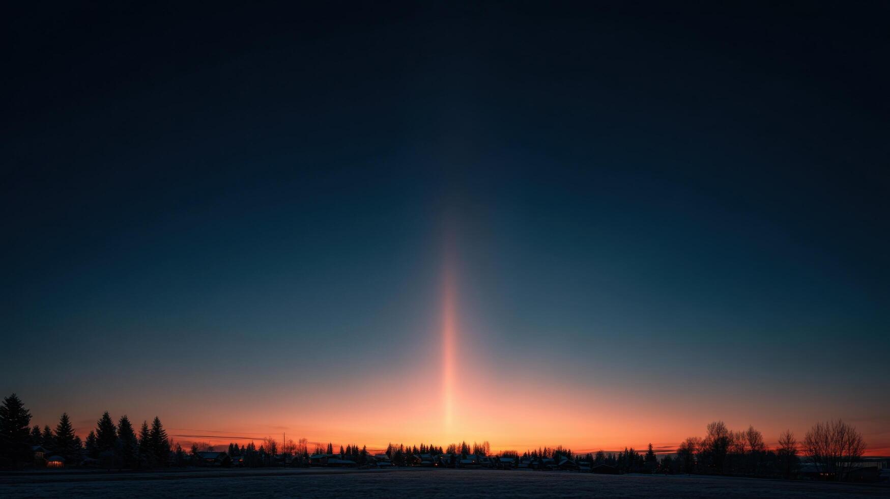 A Sun Pillar Appears Over A Garden At Dawn photo