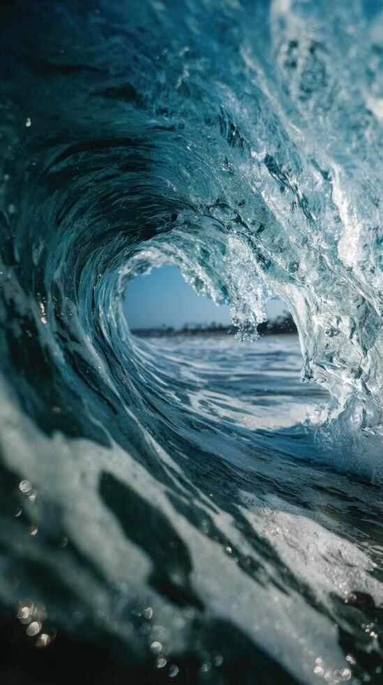 A Strong Ocean Wave Forming A Dynamic Tunnel photo