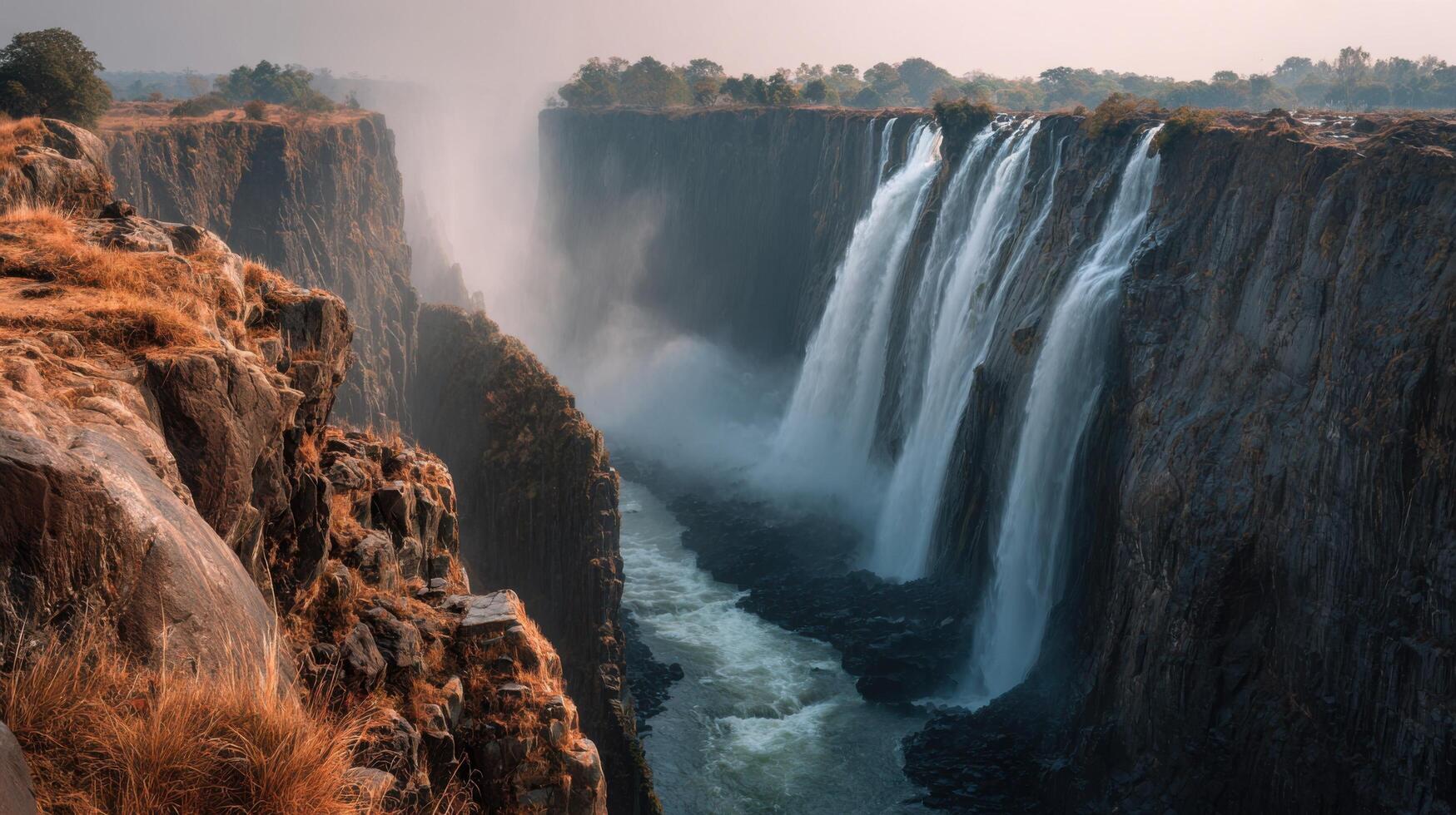 A Sunlit And Immense Cascade Of Great Size photo