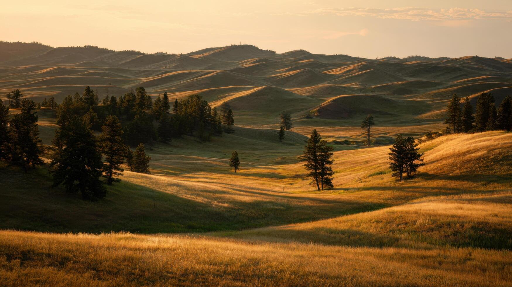 A Summer Sunset Over Golden Rolling Hills photo