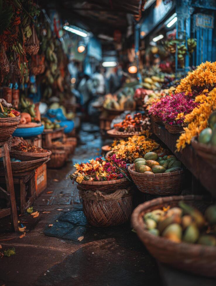 An Energetic Market In The Tropics At Dawn photo