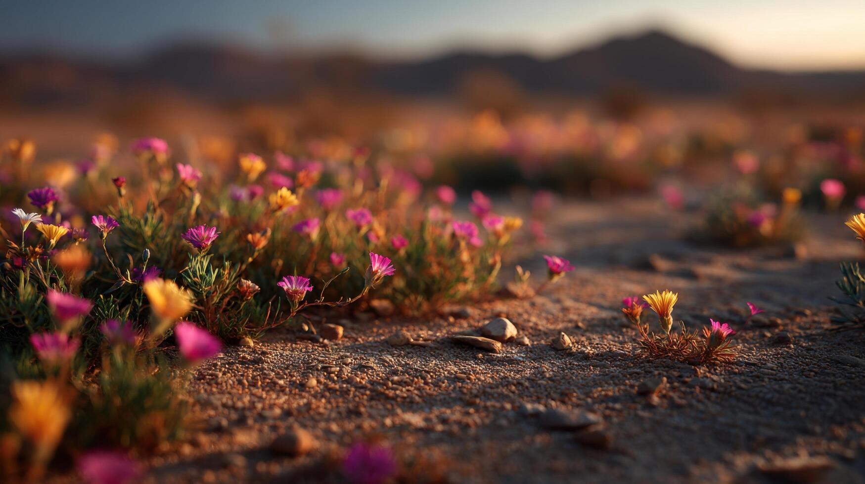 Colorful Flowers Blooming Unexpectedly On The Desert Ground photo