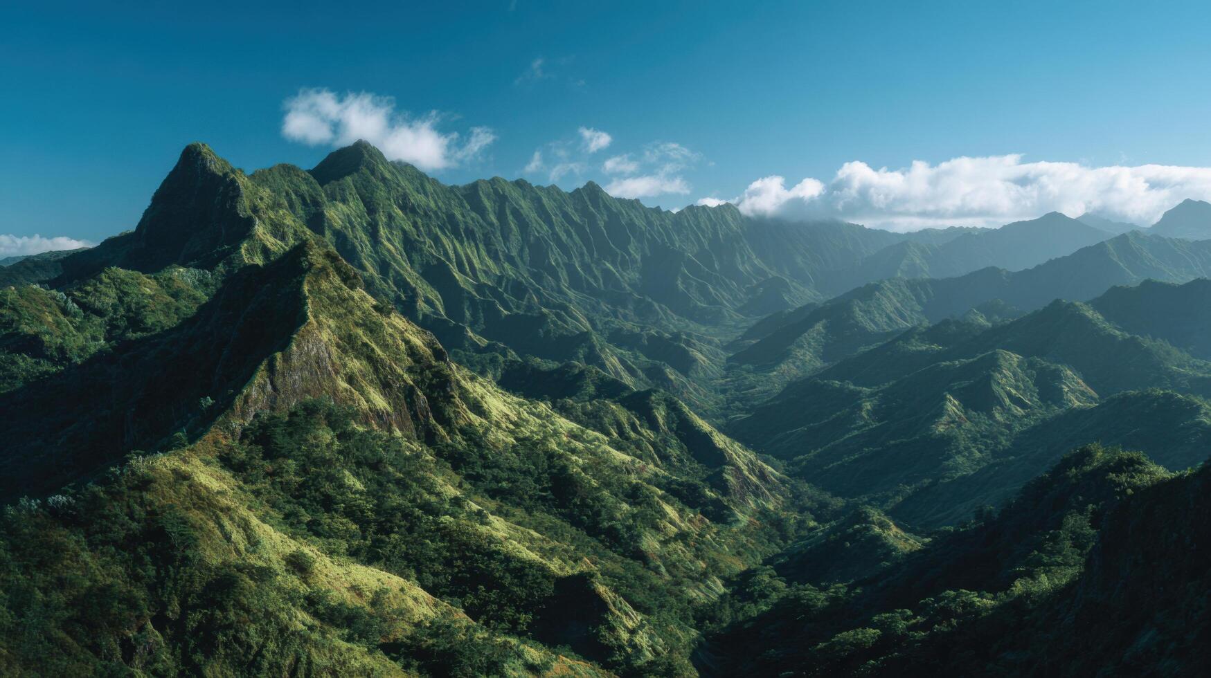 Bright Sun Over A Tropical Mountain Chain photo