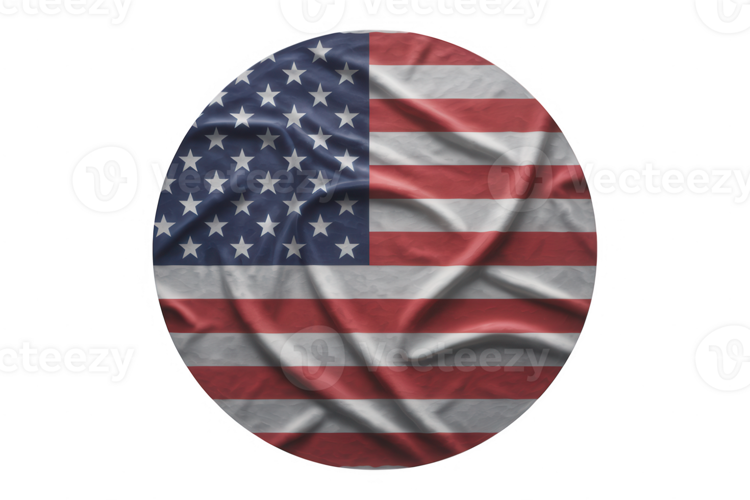 American flag in a circle shape with a transparent background and a wrinkled texture patriotic symbol design png