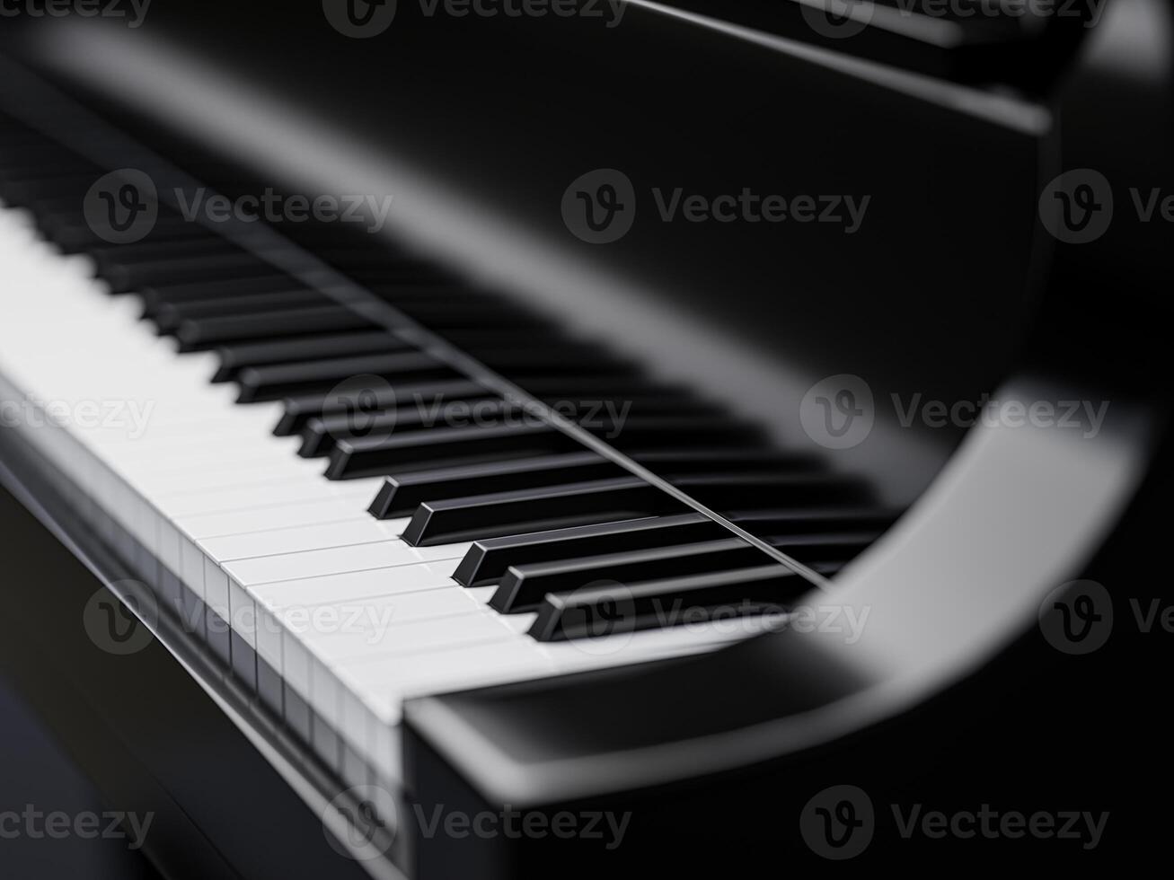 Elegant side angle of piano keys in soft light photo