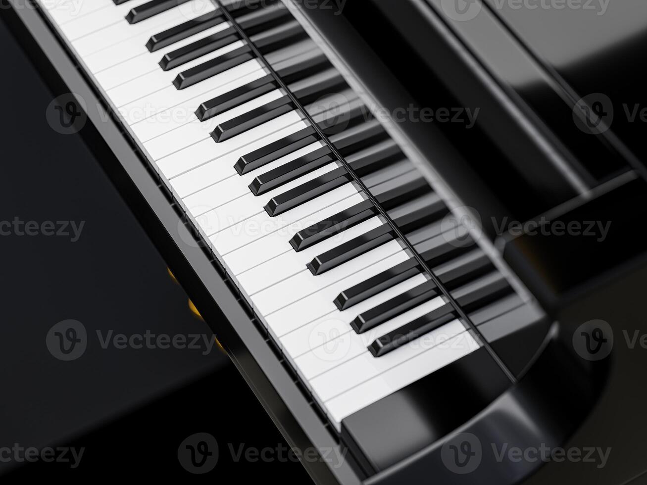 Smooth polished piano keys captured from above photo