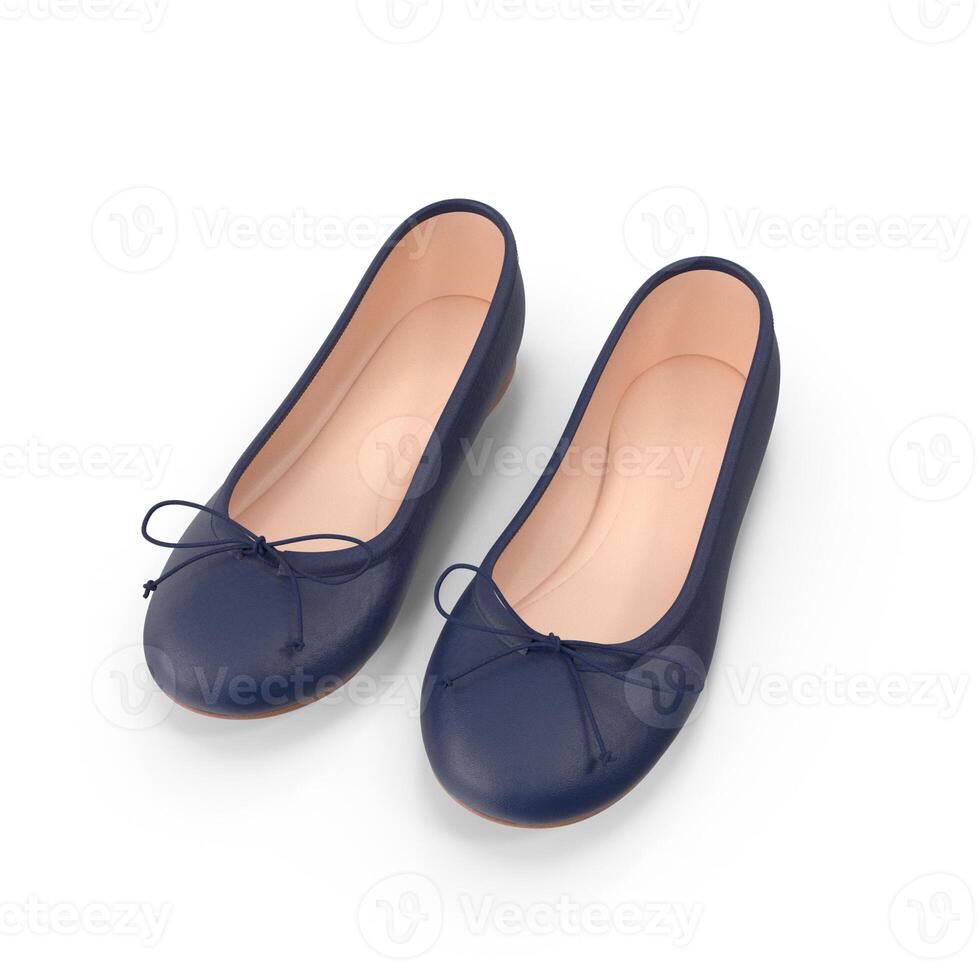 Navy Blue Ballerina Flats Elegant Footwear Style, 3d, white background photo