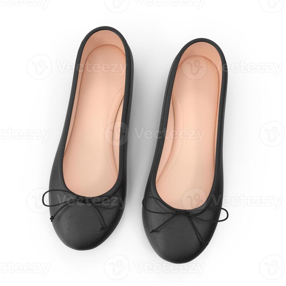 Elegant Black Ballet Flats Womens Fashion Footwear, 3d, white background photo
