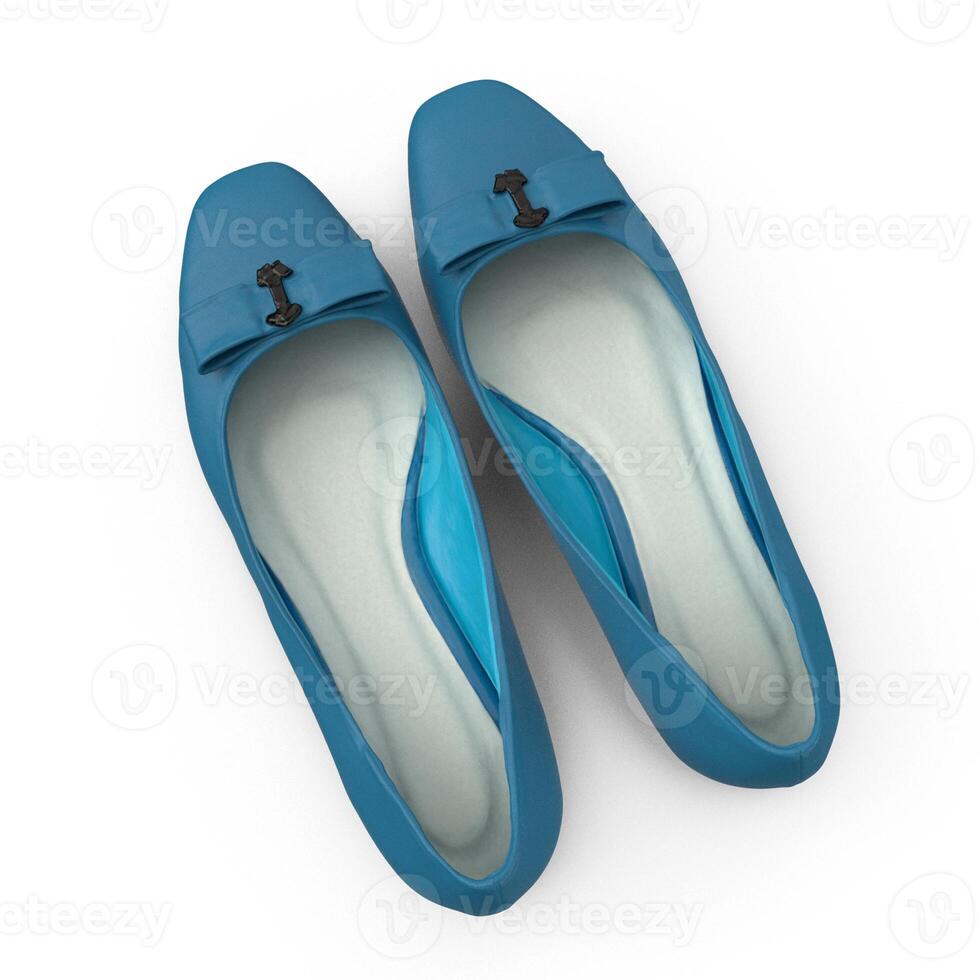 Stylish Teal Bow Flats Womens Fashion Footwear Elegant Shoes Classic Design, 3d, white background photo