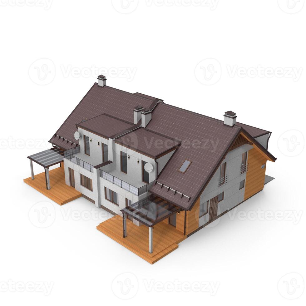 Luxury Home 3D Model Architectural Design Visualization, 3d, white background photo