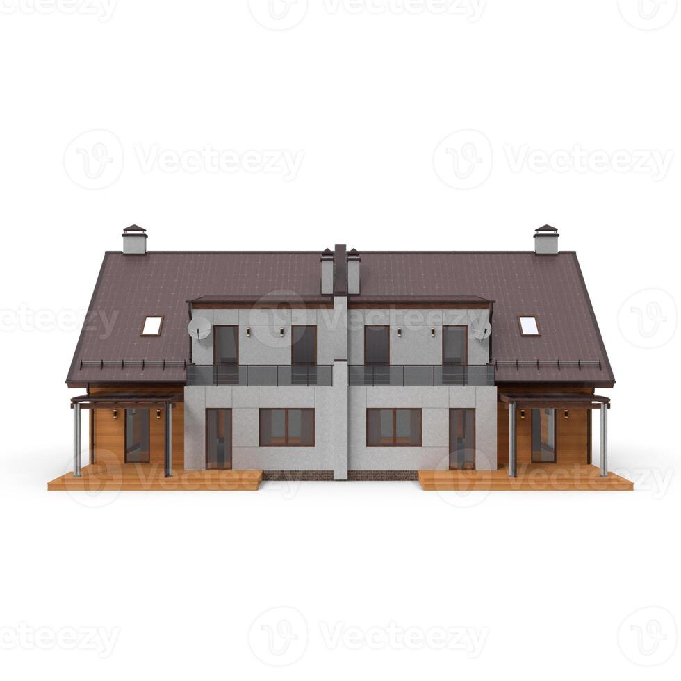 3D Model Duplex House Architectural Design Exterior Rendering Home Construction Plans 3d white background photo