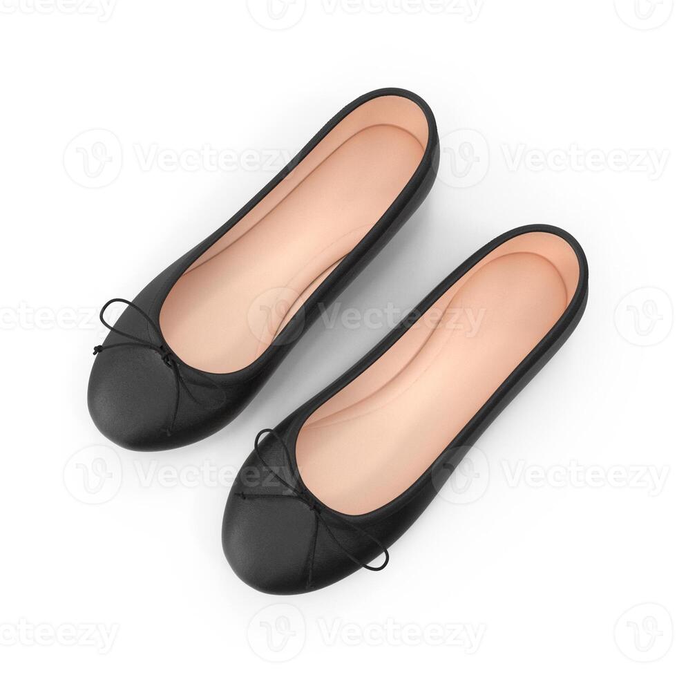 Classic Black Ballet Flats Elegant Footwear Detail ,3d ,white background photo