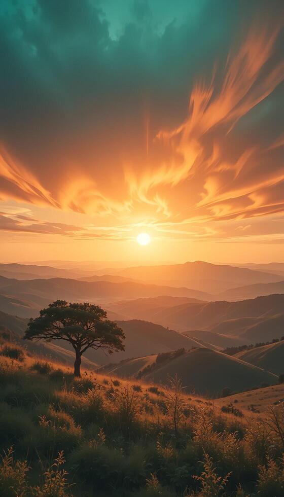 Sunset Serenity Over the Hills photo