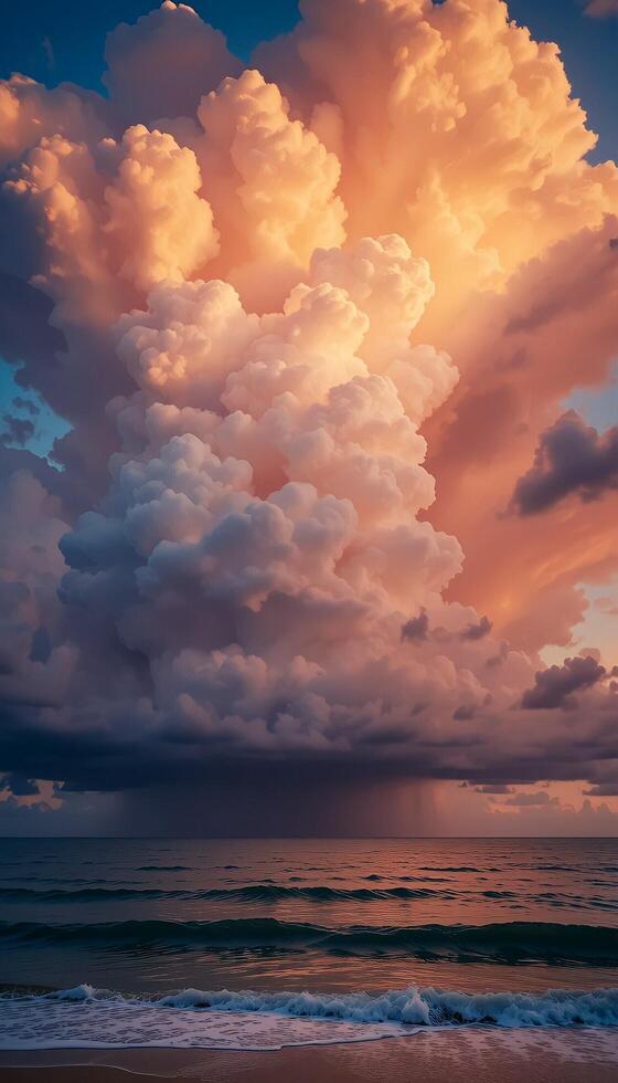 Majestic Thick Clouds Over the Sea at Sunset photo