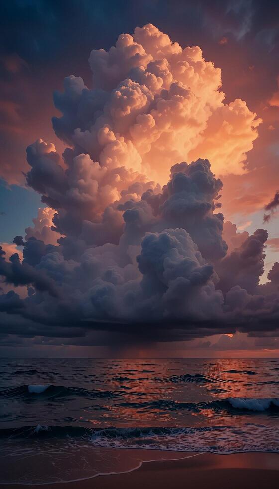 Tranquil Sea and Thick Clouds at Dusk photo
