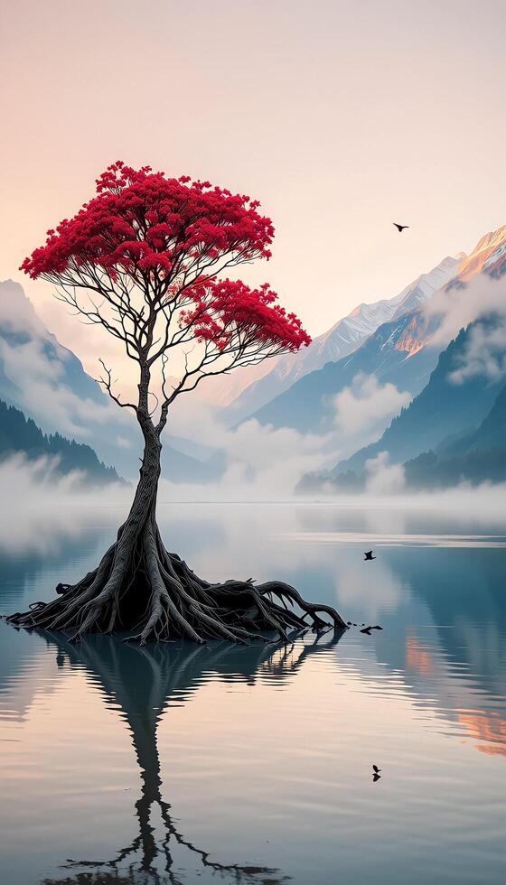 Still Waters and the Red Tree photo