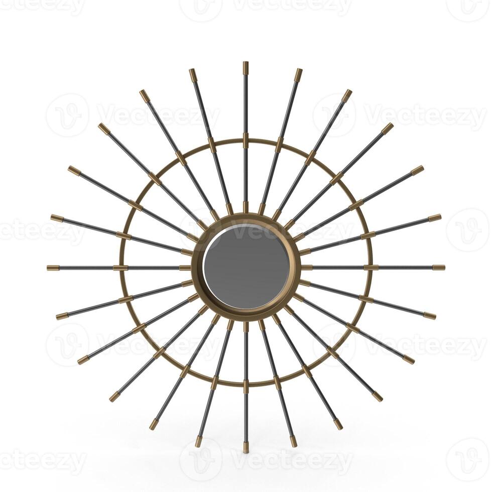 Circular Metal Sunburst Design Element Perfect for Crafts Decor, 3d, white background photo