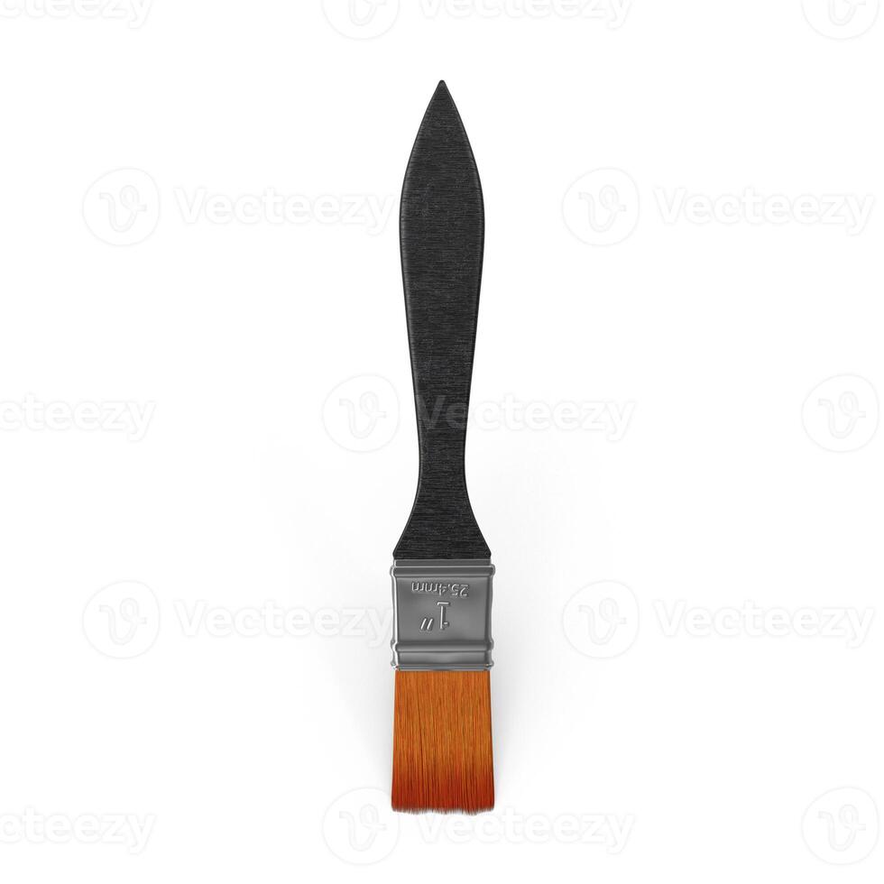 Unique Black Paintbrush Detailed CloseUp View, 3d, white background photo