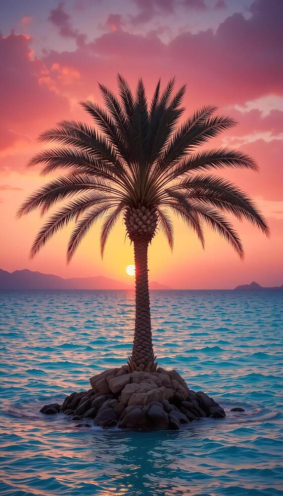 Silhouettes of Palms at Dusk photo