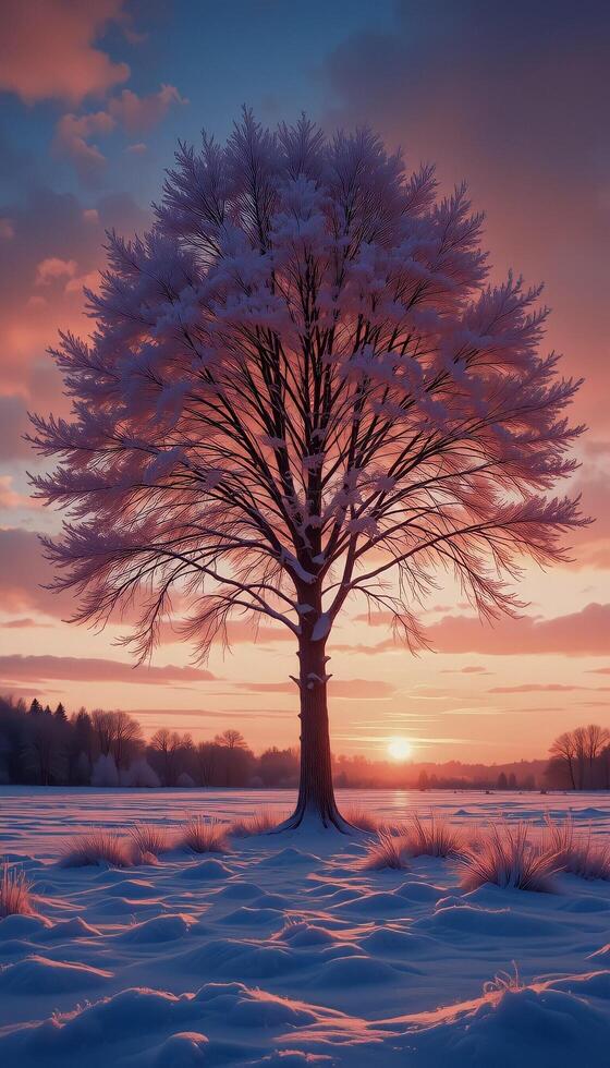 Winters Touch on a Lonely Tree photo
