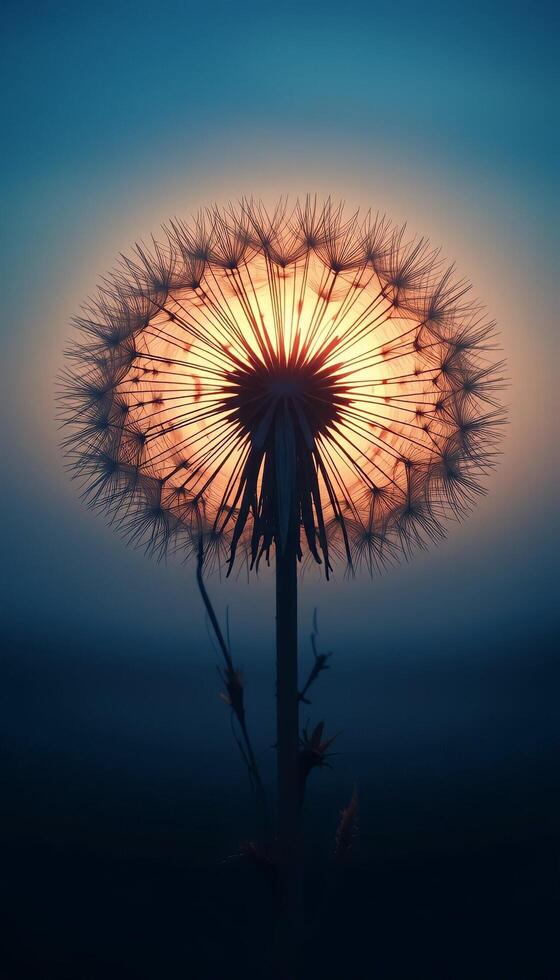 Golden Glow on Wild Plants at Dusk photo